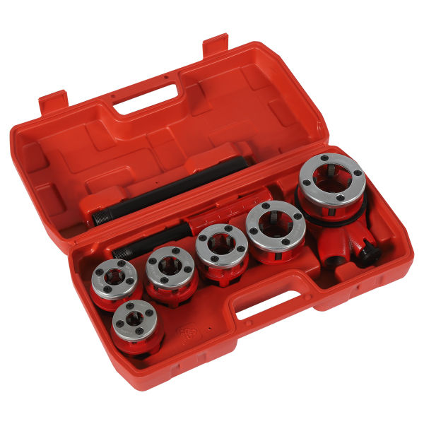 Kit d'enfilage de tuyaux avec kit d'enfilage de tuyaux à cliquet pour plombiers avec 6 matrices et étui de rangement