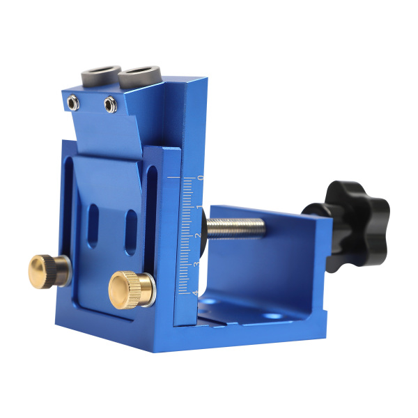 Guide de perçage pour trous de poche, ensemble de gabarits pour le travail du bois, guide de positionnement, guide de perçage d'angle, outil de localisation de trous (bleu)