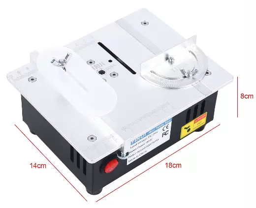 Mini scies à table, 5000 tr/min Mini scie à table multifonctionnelle pour modélisme 96W Avec plaque de guidage de sécurité pour petites barres PCB Alliages d'aluminium acrylique
