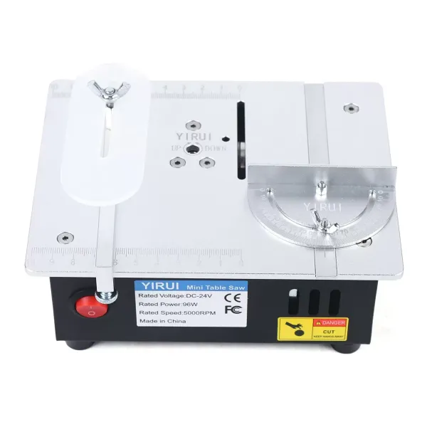 Mini scies à table, 5000 tr/min Mini scie à table multifonctionnelle pour modélisme 96W Avec plaque de guidage de sécurité pour petites barres PCB Alliages d'aluminium acrylique
