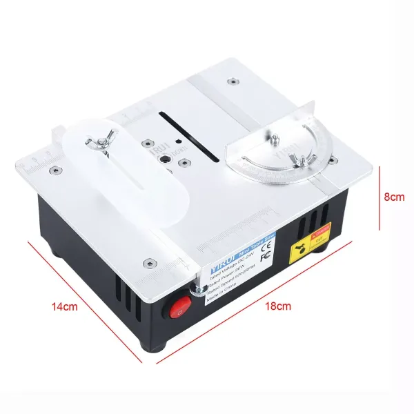 Mini scies à table, 5000 tr/min Mini scie à table multifonctionnelle pour modélisme 96W Avec plaque de guidage de sécurité pour petites barres PCB Alliages d'aluminium acrylique