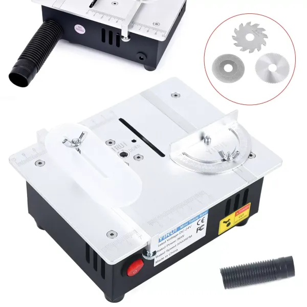 Mini scies à table, 5000 tr/min Mini scie à table multifonctionnelle pour modélisme 96W Avec plaque de guidage de sécurité pour petites barres PCB Alliages d'aluminium acrylique
