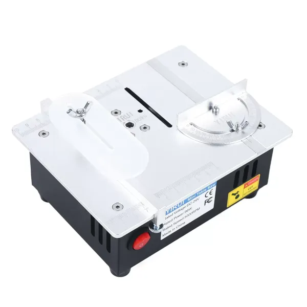 Mini scies à table, 5000 tr/min Mini scie à table multifonctionnelle pour modélisme 96W Avec plaque de guidage de sécurité pour petites barres PCB Alliages d'aluminium acrylique
