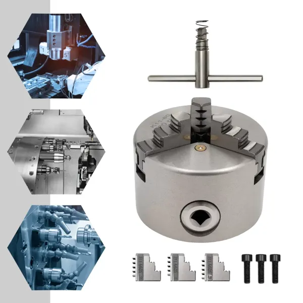 Mandrin de perçage à centrage automatique, 3 mâchoires de diamètre 80mm, revêtement à trois mâchoires rotatif de haute précision