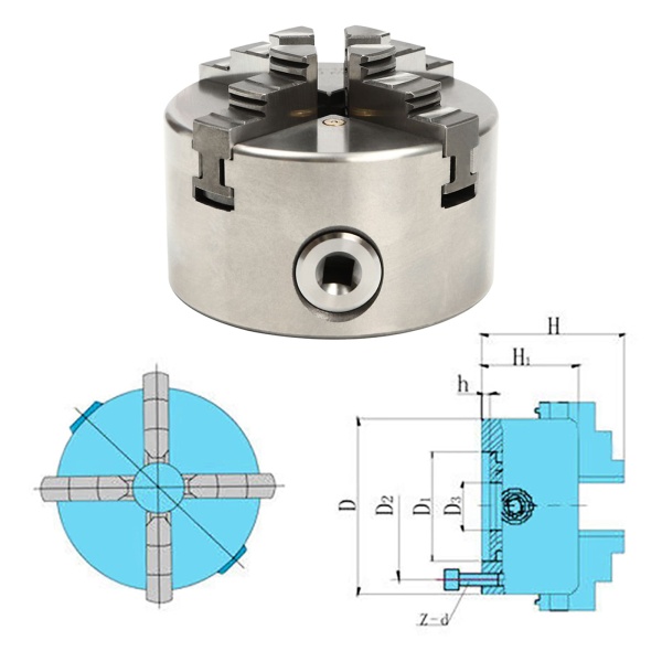 Mandrin de serrage professionnel à 4 mors - Diamètre : 100 mm - Mandrin à 4 mors - Pour tour Mandrin de serrage professionnel à 4 mors - Diamètre : 100 mm - Mandrin à 4 mors - Pour tour