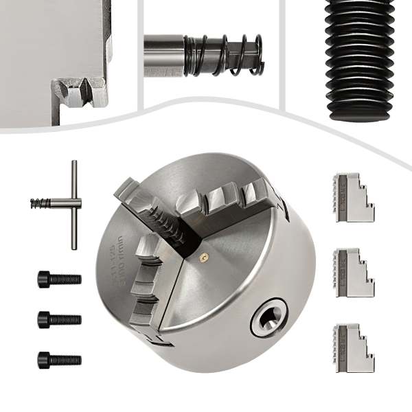 Mandrin à 3 Mors 125 Mm - Centrage Automatique, Pour Tour, Perçage, Usinage De Précision