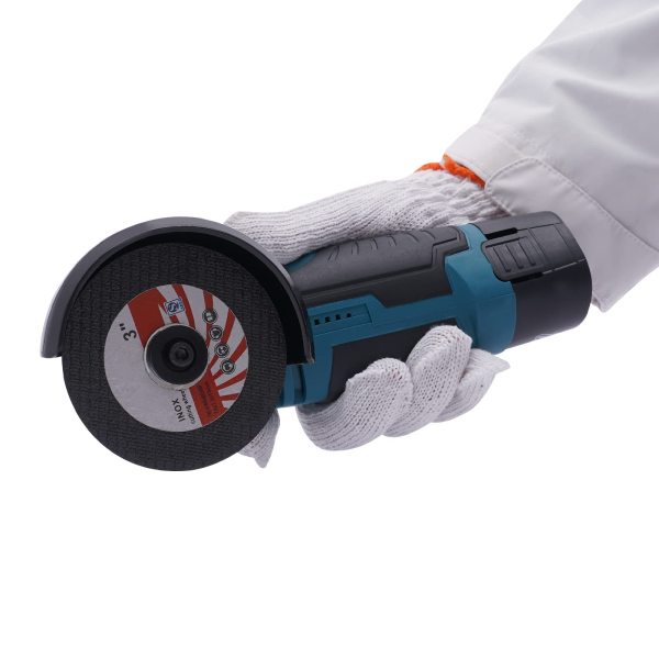 Mini meuleuse d'angle sans balais 5001 W 12 V avec batterie 19500 tr/min avec 2 piles + chargeur UE