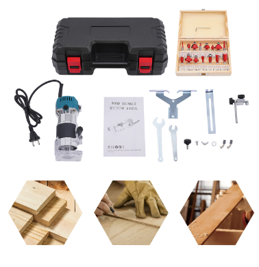Compact Router, Compact Wood Hand Router Tool, 6 Speed Variable Wood Trimmer