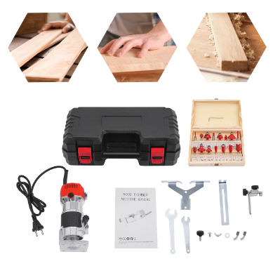 Compact Wood Hand Router Tool, 6 Speed Variable Wood Trimmer
