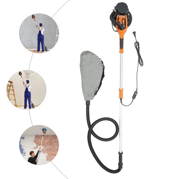 Ponceuse électrique pour plafond et mur 750 W 2,2 m avec extracteur de poussière, ponceuse pour cloisons sèches à vitesse variable, ponceuse électrique pour cloisons sèches sans poussière