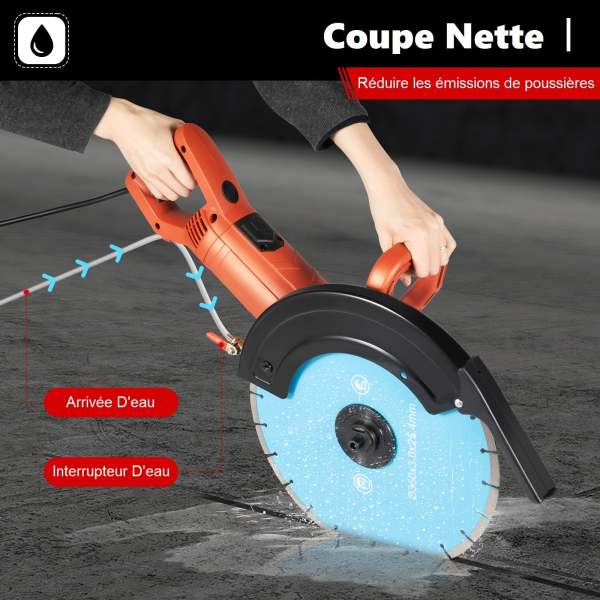 3000 W Fraise murale électrique avec lame de scie pour couper briques, béton, profondeur de coupe 13,5 cm