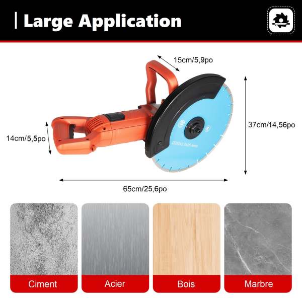 3000 W Fraise murale électrique avec lame de scie pour couper briques, béton, profondeur de coupe 13,5 cm 3000 W Fraise murale électrique avec lame de scie pour couper briques, béton, profondeur de coupe 13,5 cm