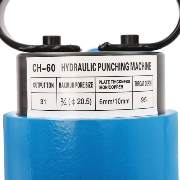 Poinçonneuse hydraulique CH-60, conception à retour d'huile unique, 4 matrices de poinçonnage, bleue
