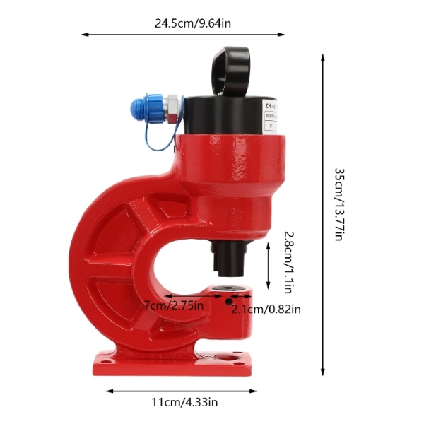 Poinçonneuse hydraulique CH-60, conception à retour d'huile unique, 4 matrices, rouge