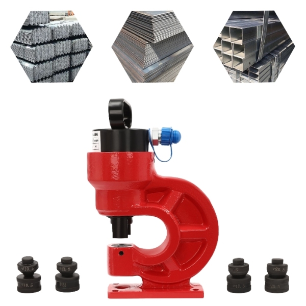 Poinçonneuse hydraulique CH-60, conception à retour d'huile unique, 4 matrices, rouge Poinçonneuse hydraulique CH-60, conception à retour d'huile unique, 4 matrices, rouge
