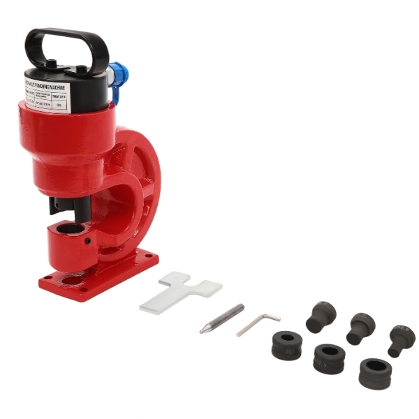 Poinçonneuse hydraulique CH-60, conception à retour d'huile unique, 4 matrices, rouge Poinçonneuse hydraulique CH-60, conception à retour d'huile unique, 4 matrices, rouge