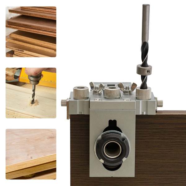 Gabarit de perçage de trou de poche 3 en 1 - Épaisseur d'usinage : 10-30 mm - Foret (0,2/0,31/0,39