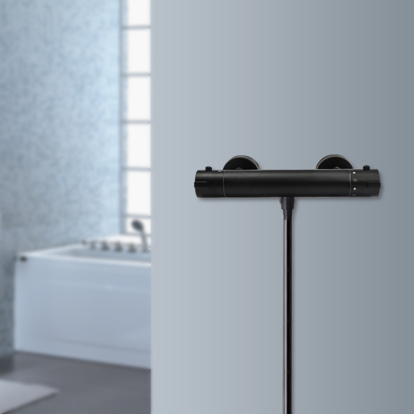 Mitigeur thermostatique de douche Mitigeur de douche noir Mitigeur thermostatique de douche avec verrouillage de sécurité à 38°C