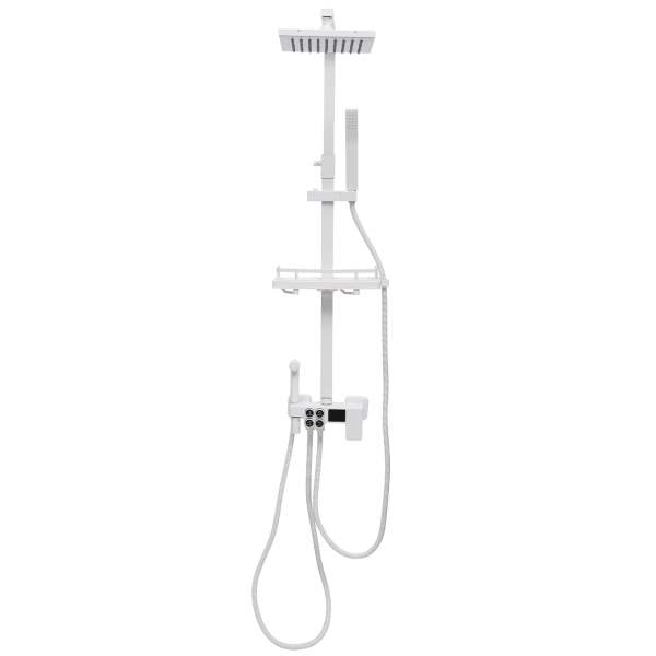 Kit de douche polyvalent avec écran numérique, Système de douche réglable avec douchette Blanc