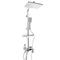 Système de douche domestique avec thermostat en acier inoxydable, colonne de douche argentée, tringle de douche réglable, ensemble de douche polyvalent 73-116 cm