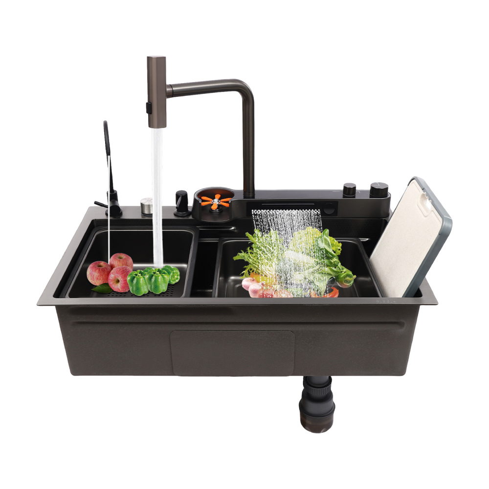 Évier de cuisine en cascade, ensemble de robinets d'évier de cuisine en cascade
