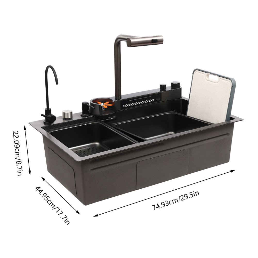 Évier de cuisine en cascade, ensemble de robinets d'évier de cuisine en cascade