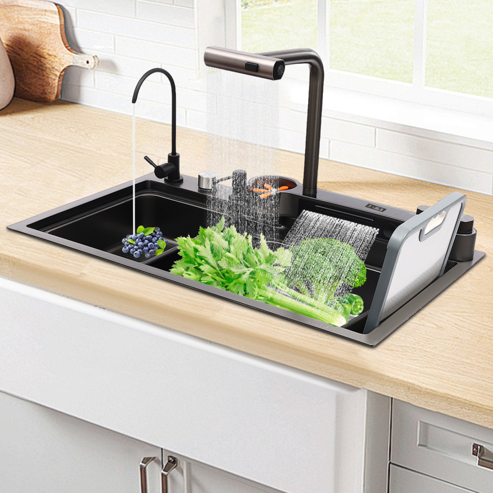 Évier de cuisine en cascade, ensemble de robinets d'évier de cuisine en cascade