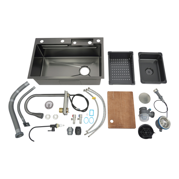 68cm Stainless Steel Rainfly Sink, Kitchen Sink, Household Sink Set, Stainless Steel Sink (Honeycomb embossed Style)