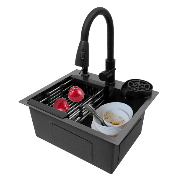 45*40cm Kitchen Sink, Kitchen Sink with Pull-Out Faucet, Multi-functional Kitchen Sink