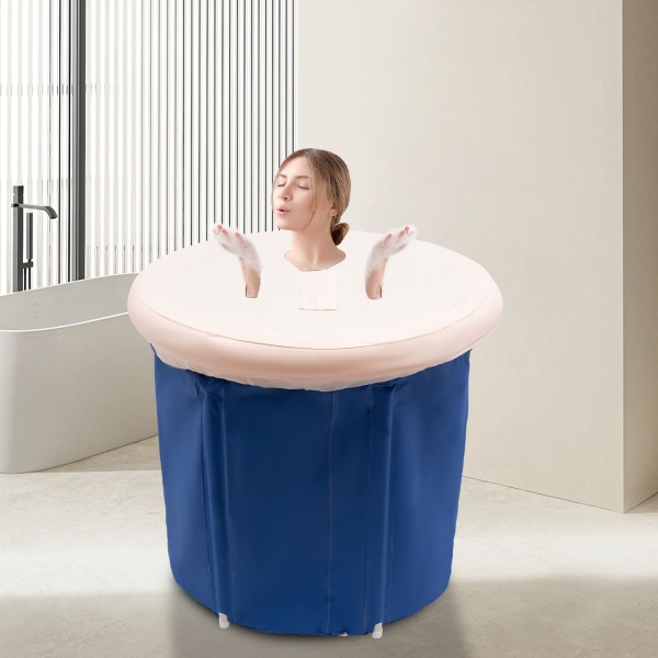 Baignoire gonflable pliable - Pour adulte de moins de 180 cm - Bleu