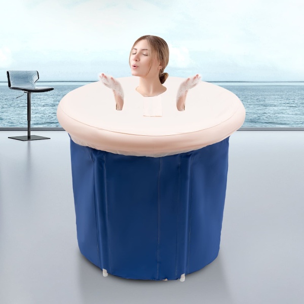 Baignoire gonflable pliable - Pour adulte de moins de 180 cm - Bleu