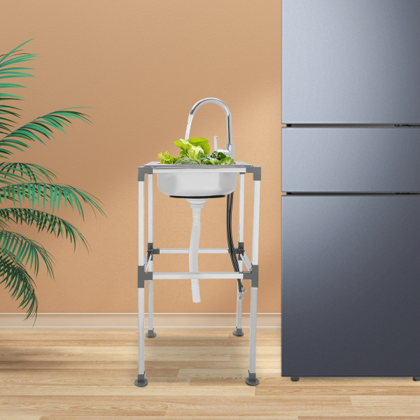 Kitchen Sink, Stainless Steel Kitchen Sink, Freestanding Sink, 42*37*75cm, Silver