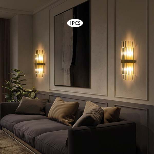 Applique en cristal murale dorée pour l'intérieur - ampoule non incluse - E14x2 - large voltage