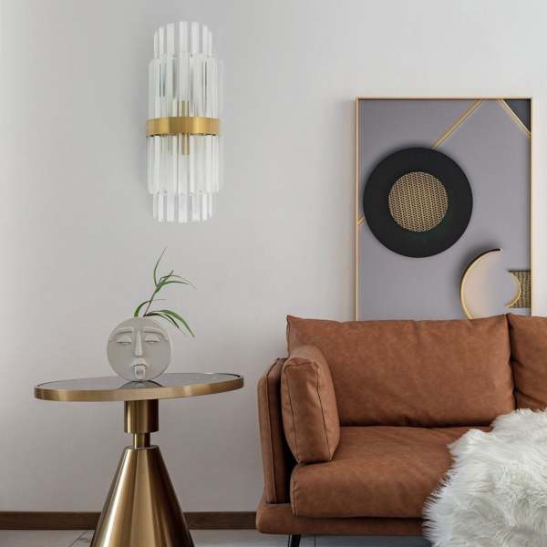 Applique en cristal murale dorée pour l'intérieur - ampoule non incluse - E14x2 - large voltage