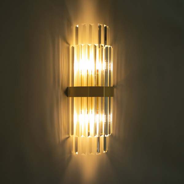 Applique en cristal murale dorée pour l'intérieur - ampoule non incluse - E14x2 - large voltage