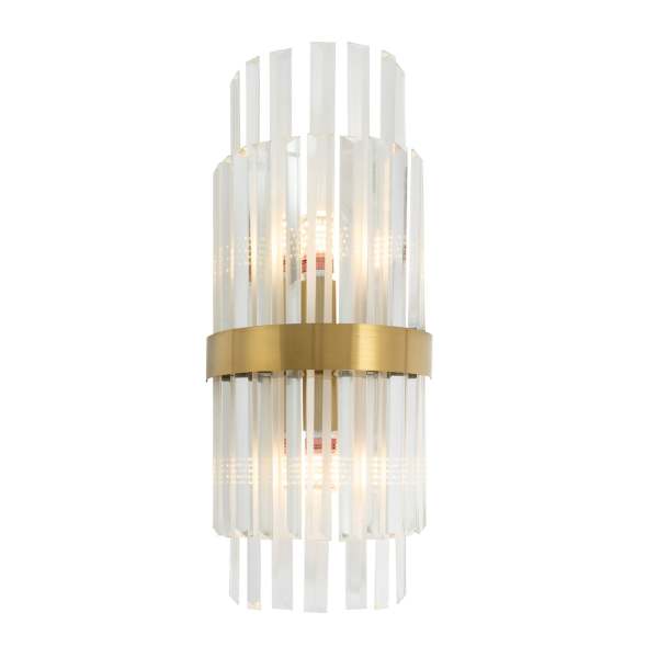 Applique en cristal murale dorée pour l'intérieur - ampoule non incluse - E14x2 - large voltage