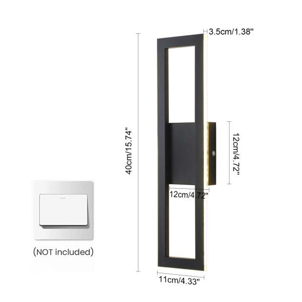 Applique murale LED d'intérieur 19W Luminaires muraux modernes Longue barre lumineuse murale 15.74 Inches Lumière chaude, blanche pour salon Garage Chambre à coucher