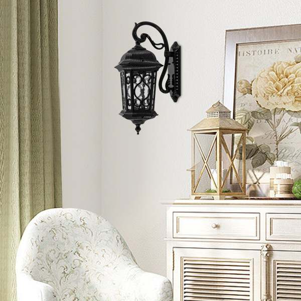 Lampe d'extérieur rétro étanche IP44, applique murale d'extérieur noire