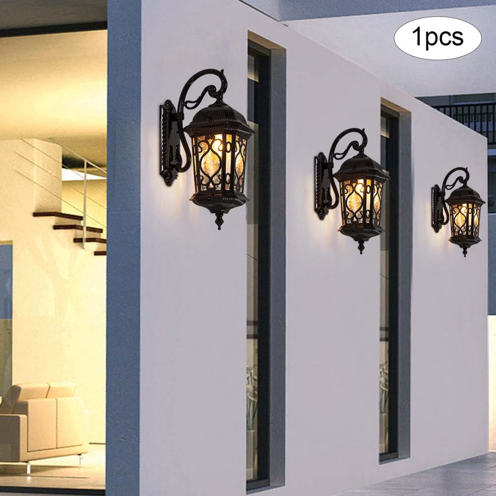Lampe d'extérieur rétro étanche IP44, applique murale d'extérieur noire