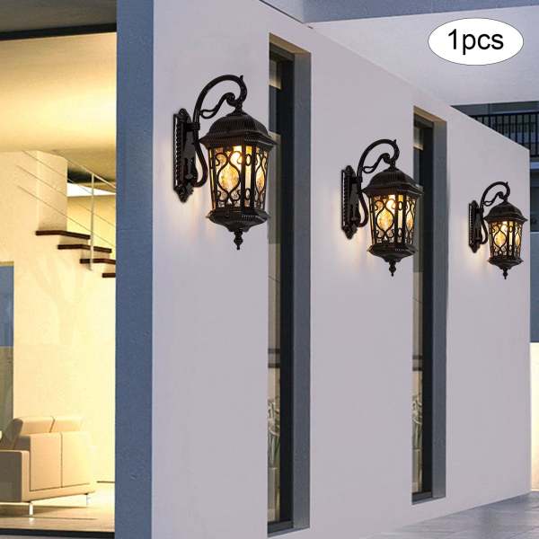Lampe d'extérieur rétro étanche IP44, applique murale d'extérieur noire