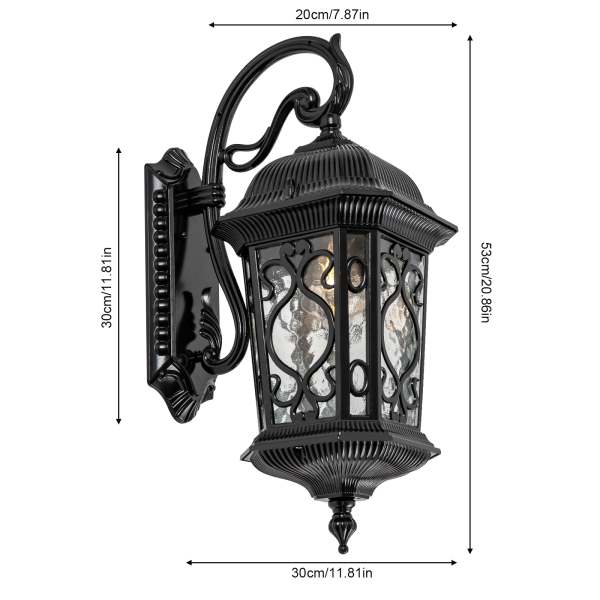 Lampe d'extérieur rétro étanche IP44, applique murale d'extérieur noire Lampe d'extérieur rétro étanche IP44, applique murale d'extérieur noire