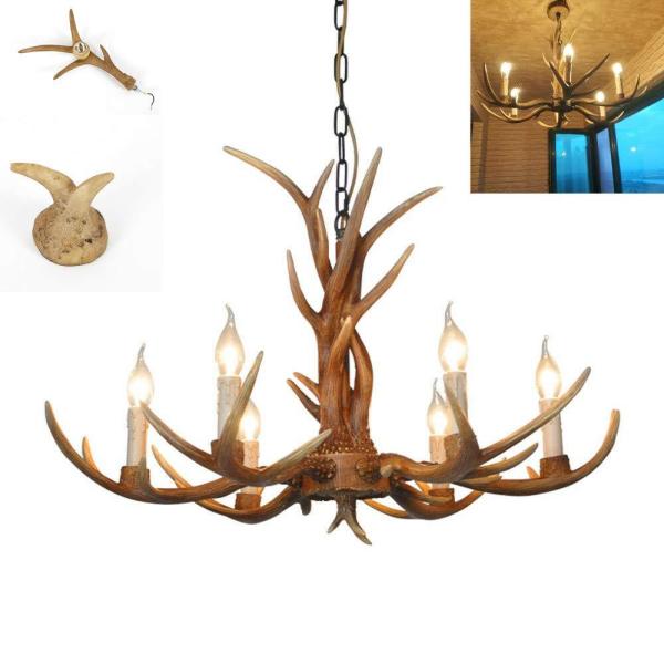 Plafonnier en forme de bois de cerf - Style vintage - En résine