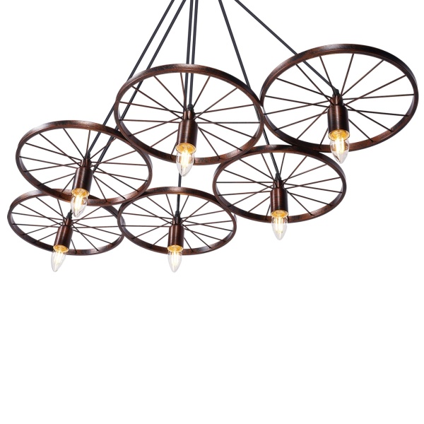 Ampoule à LED en fer - Détails de la lampe E27 rétro en métal - 6 roues - Design Loft Hanging