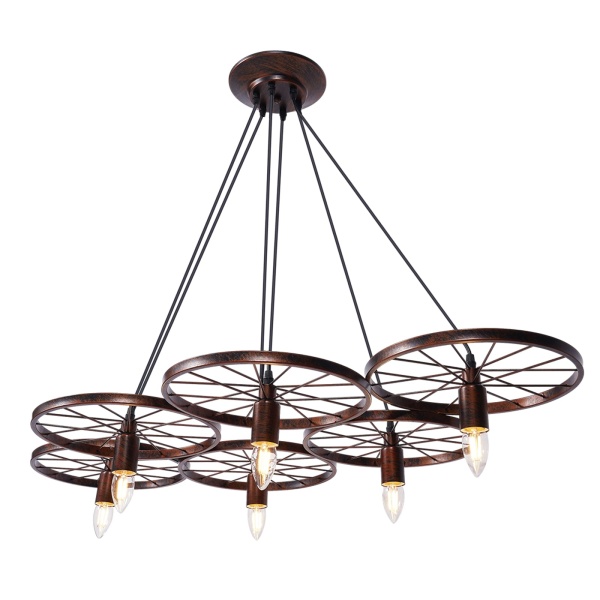 Ampoule à LED en fer - Détails de la lampe E27 rétro en métal - 6 roues - Design Loft Hanging
