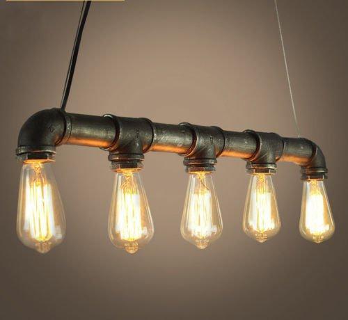 Plafonnier 5 ampoules rétro industriel E27 pour salon, cuisine, salle à manger, chambre à coucher, couloir