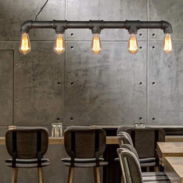 Plafonnier 5 ampoules rétro industriel E27 pour salon, cuisine, salle à manger, chambre à coucher, couloir
