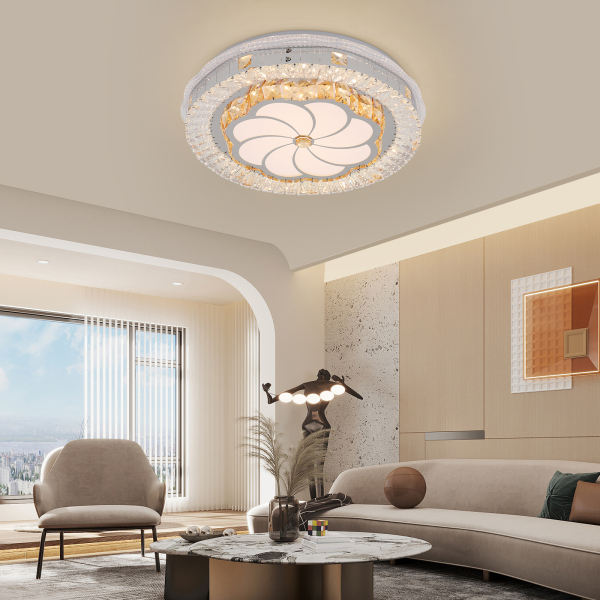 K9 Glass Ceiling Lamp, Dimmable Ceiling Lamp, 3 Shades Ceiling Lamp with remote control