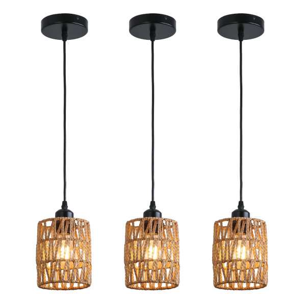 Lustres de salle à manger, lampes de plafond, lampes suspendues tissées, hauteur réglable : 0-134.62cm, 220V, 60W