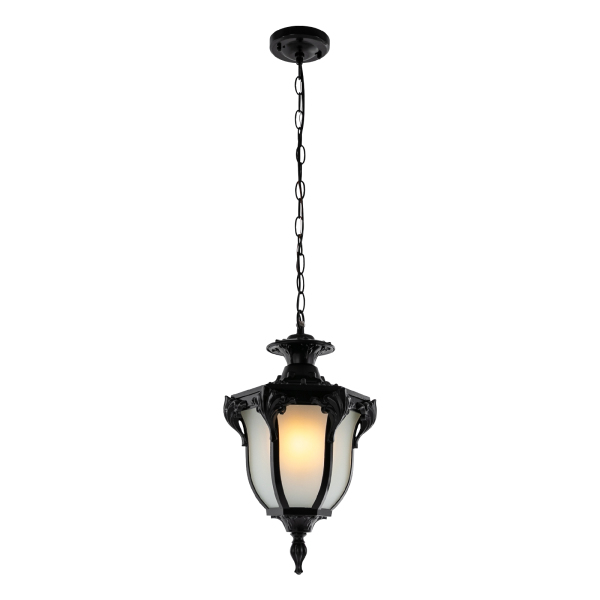 Luminaire de porche, Lustre d'extérieur, Luminaires suspendus, Luminaires suspendus, Hauteur totale : 93cm, Noir