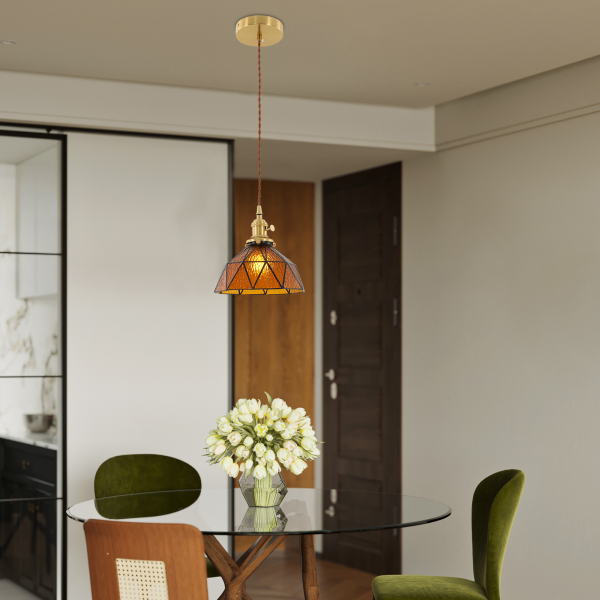 Lustre, lampe de table, lustre de salon, plafonnier, cuisine, couloir, ambre